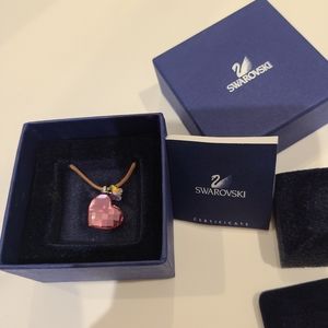 Genuine Swarovski heart pendant on leather necklace